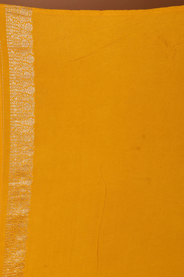 Mustard Blended Khaddi Saree - Keya Seth Exclusive