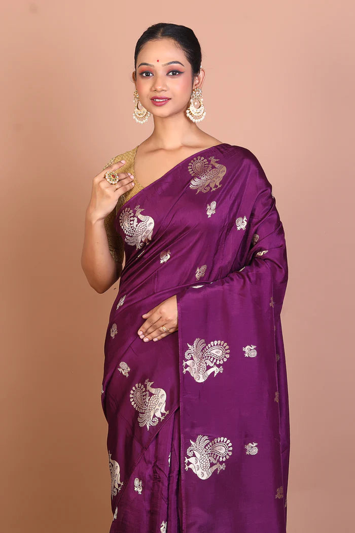 Purple Blended Khaddi Saree - Keya Seth Exclusive
