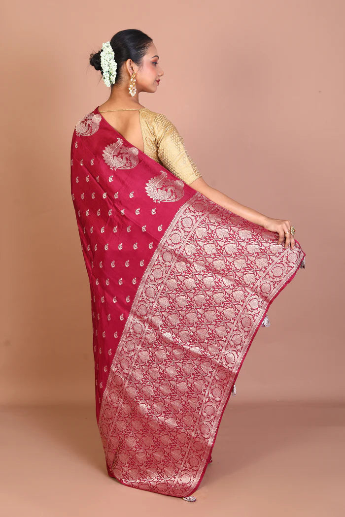 Maroon Blended Khaddi Saree - Keya Seth Exclusive