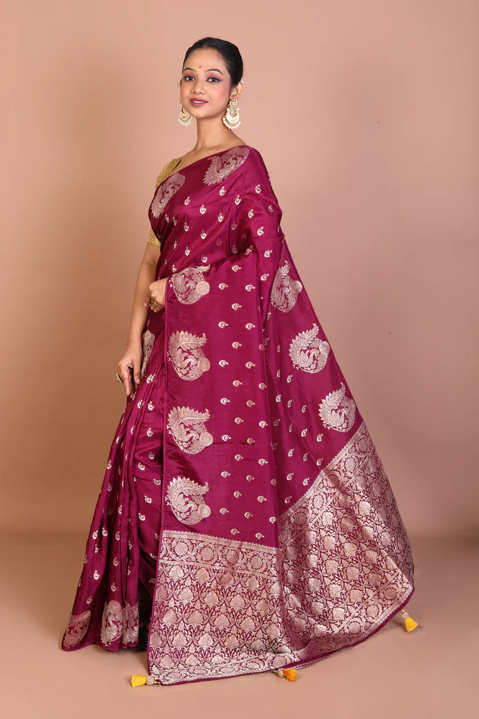 Wine Blended Khaddi Saree - Keya Seth Exclusive