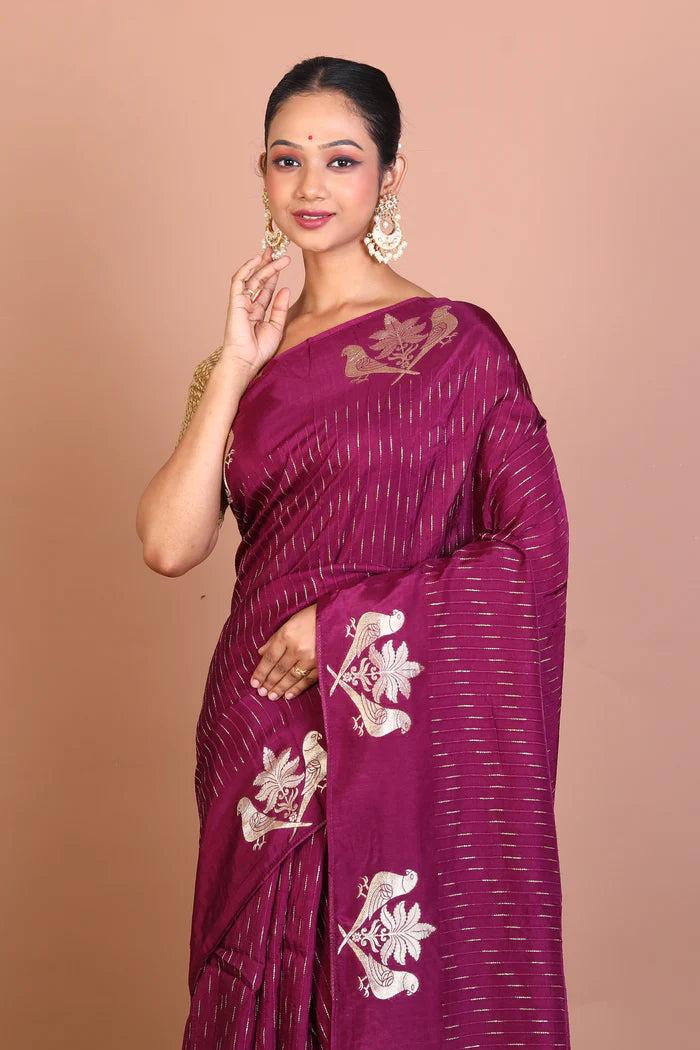 Purple Blended Khaddi Saree - Keya Seth Exclusive