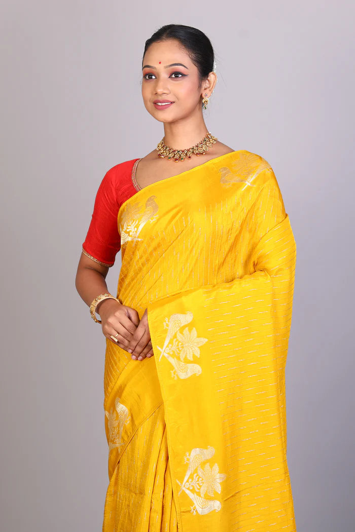 Mustard Blended Khaddi Saree - Keya Seth Exclusive
