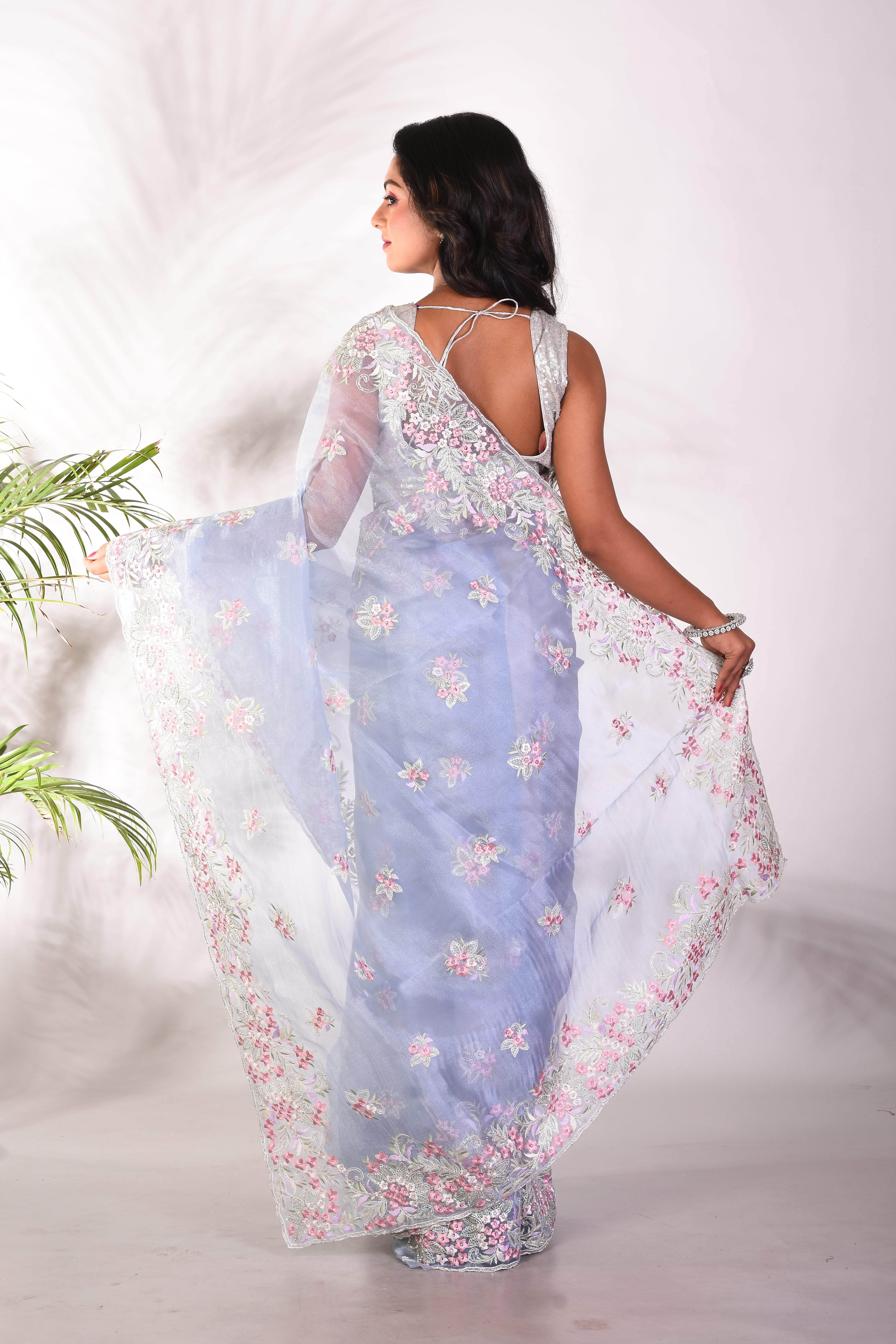 Fancy Light Blue Jimmy Choo Saree - Keya Seth Exclusive