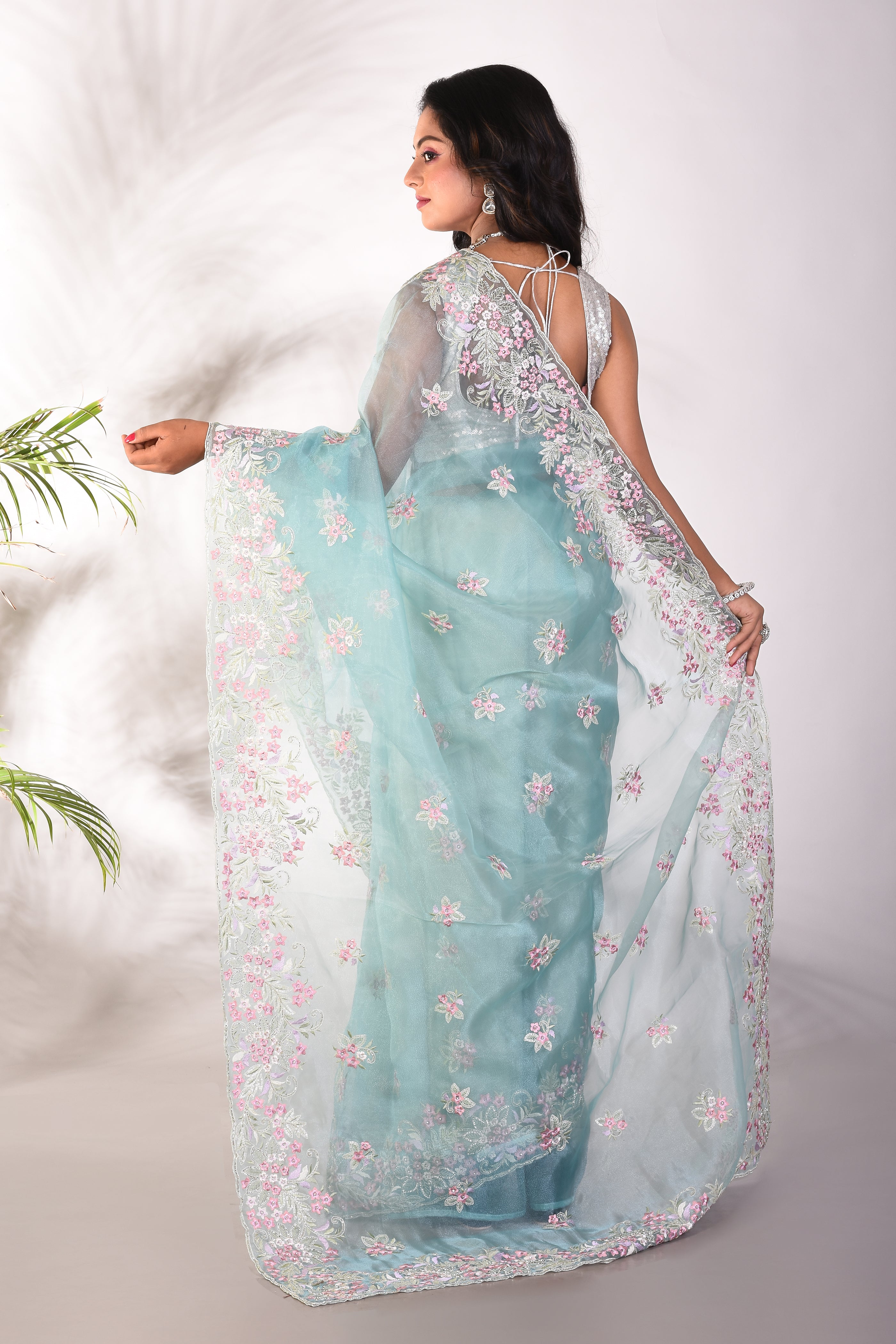 Fancy Sea Green Jimmy Choo Saree - Keya Seth Exclusive