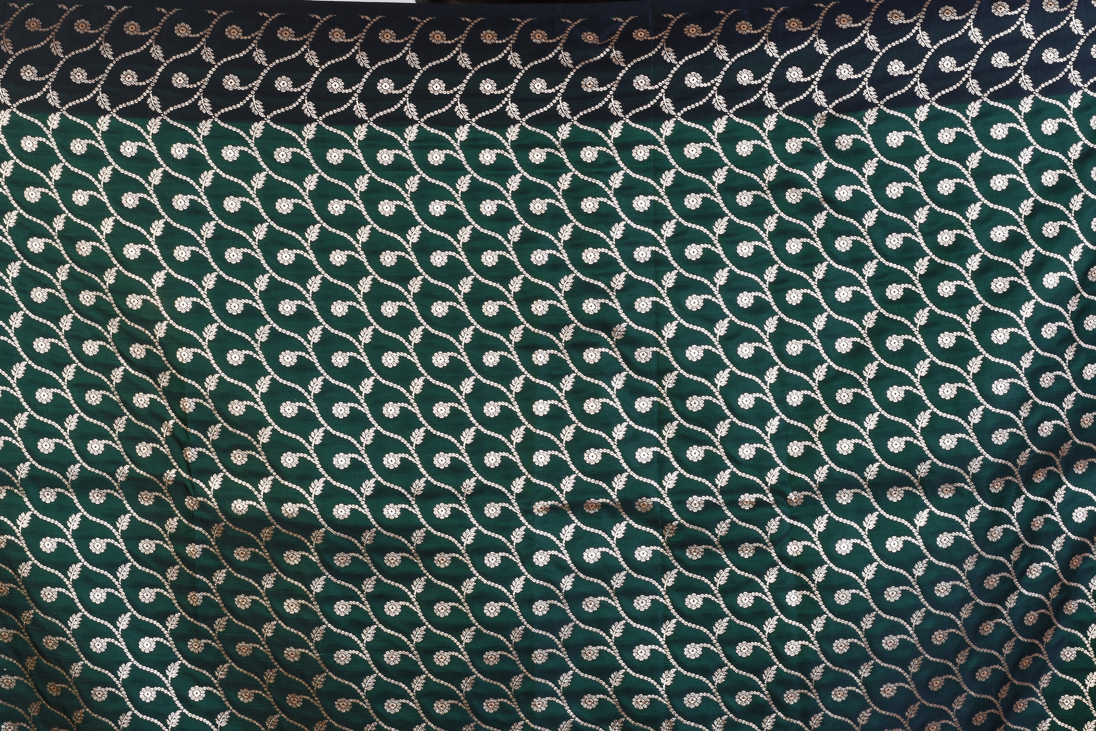 Bottle Green Blended Katan Saree - Keya Seth Exclusive