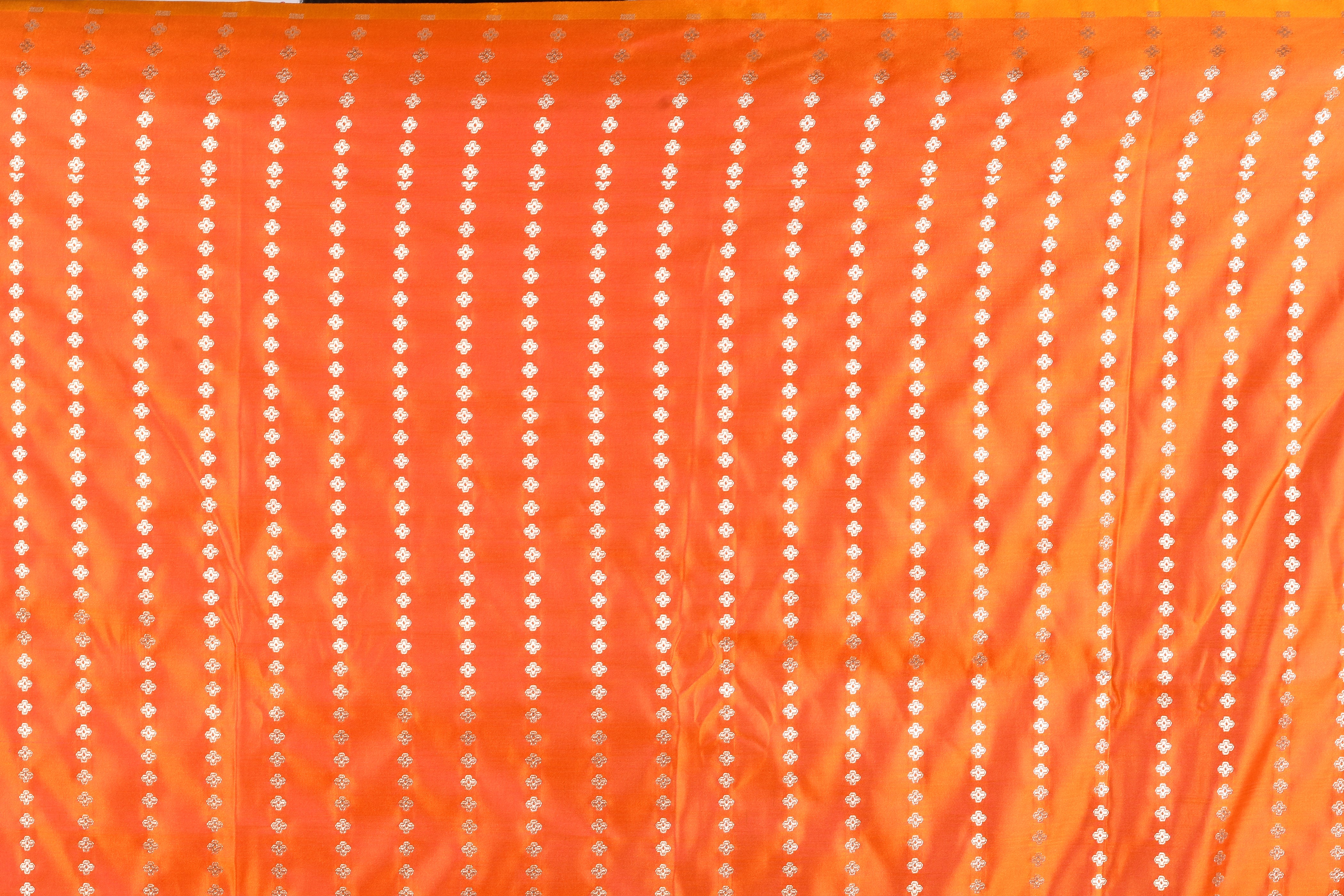 Orange and Yellow Blended Katan Saree - Keya Seth Exclusive
