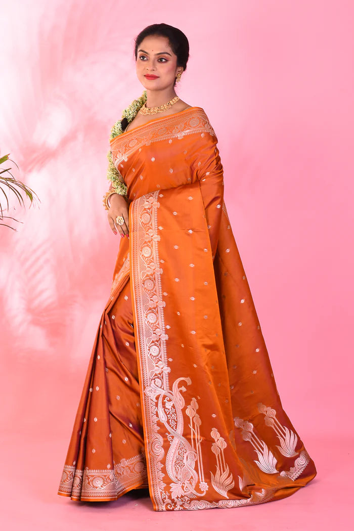Mustard Blended Katan Saree - Keya Seth Exclusive