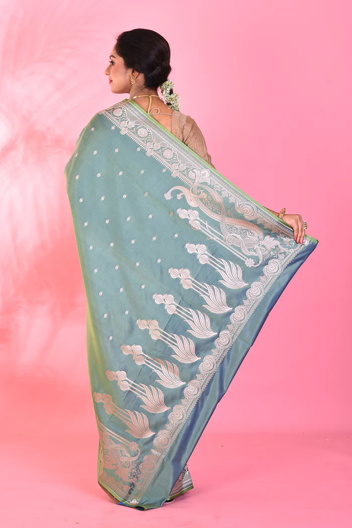 Light Green Mushroo Silk Saree - Keya Seth Exclusive