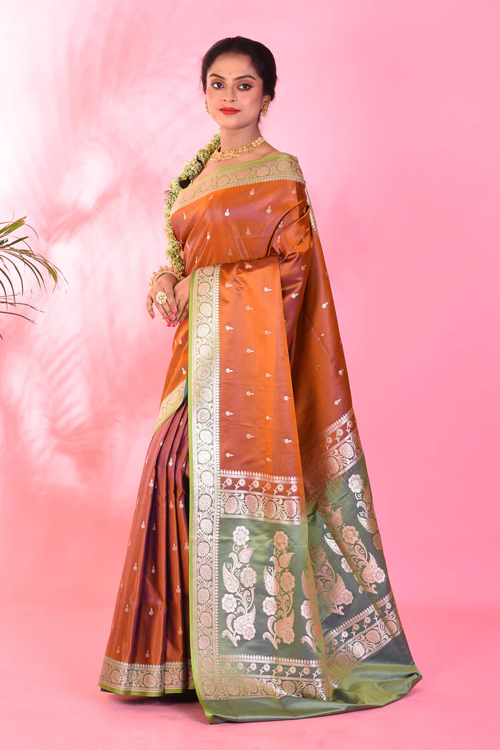 Mustard Mushroo Silk Saree - Keya Seth Exclusive