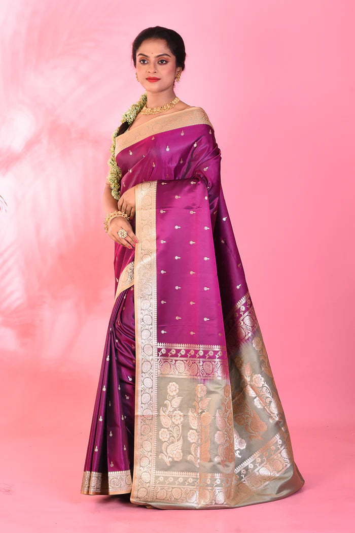 Magenta Mushroo Silk Saree - Keya Seth Exclusive