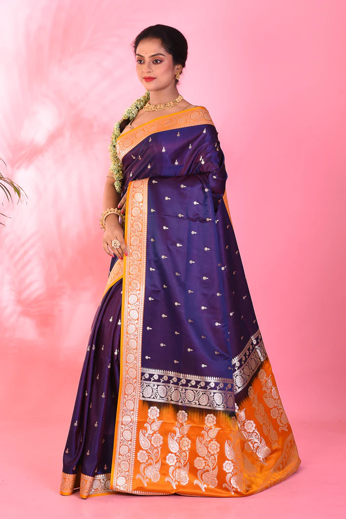 Deep Purple Mushroo Silk Saree - Keya Seth Exclusive