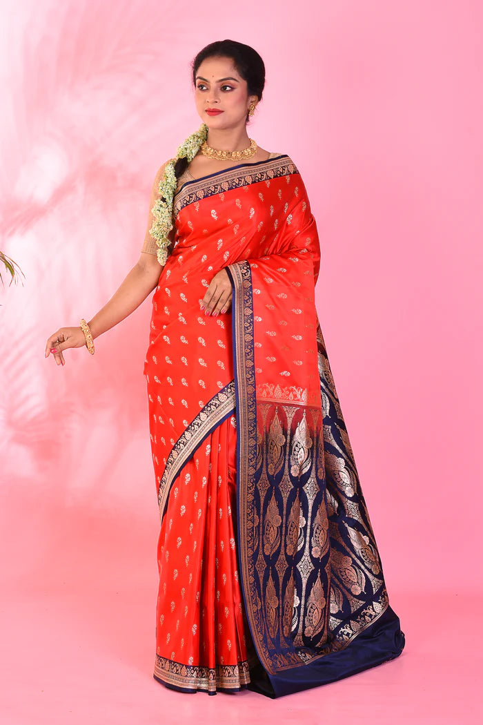 Red Mushroo Silk Saree - Keya Seth Exclusive