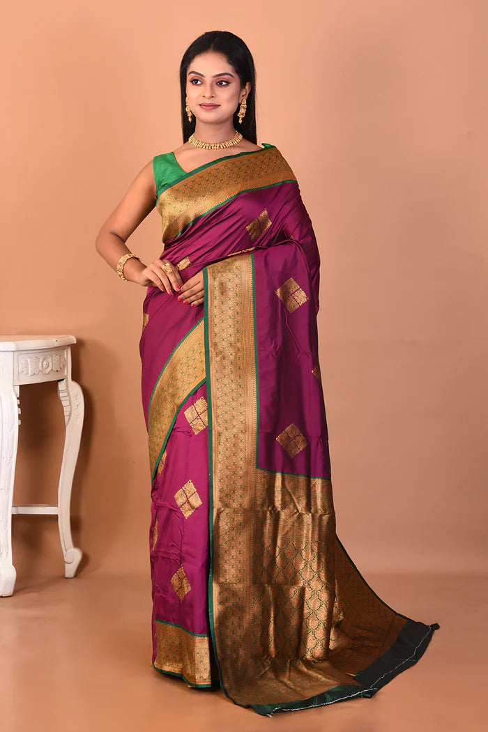 Purple Mushroo Silk Saree - Keya Seth Exclusive