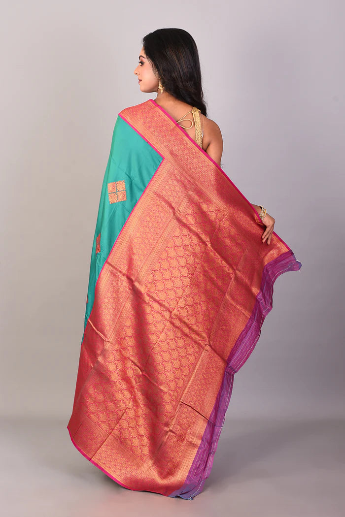 Rama Green Mushroo Silk Saree - Keya Seth Exclusive