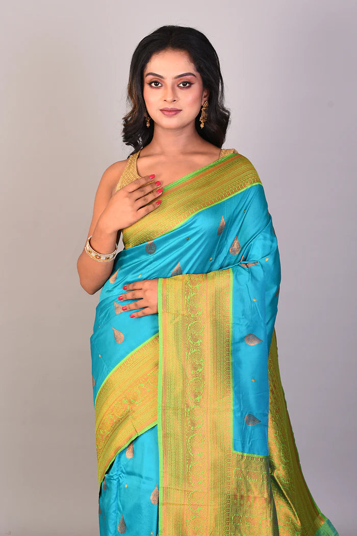 Sea Green Blended Kanjivaram Silk Saree - Keya Seth Exclusive