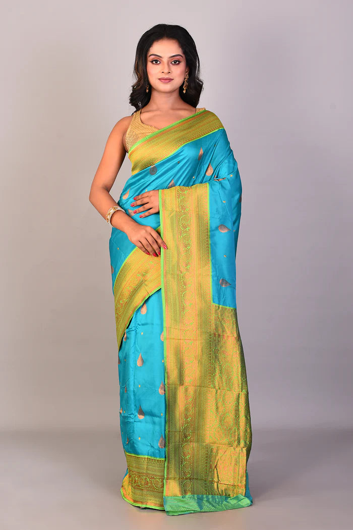 Sea Green Blended Kanjivaram Silk Saree - Keya Seth Exclusive