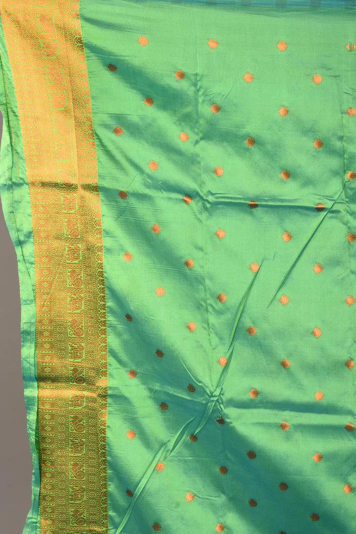 Sea Green Blended Kanjivaram Silk Saree - Keya Seth Exclusive