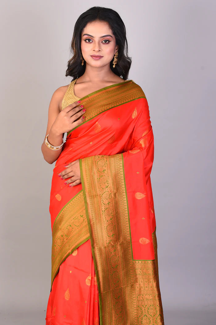 Red Mushroo Silk Saree - Keya Seth Exclusive