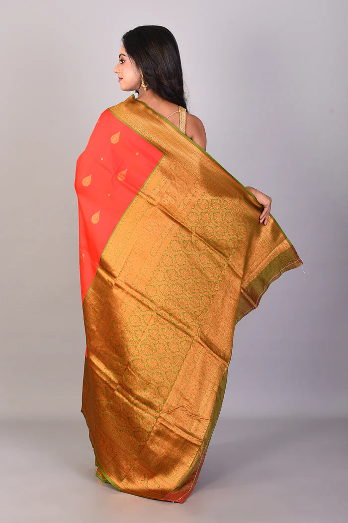 Red Mushroo Silk Saree - Keya Seth Exclusive