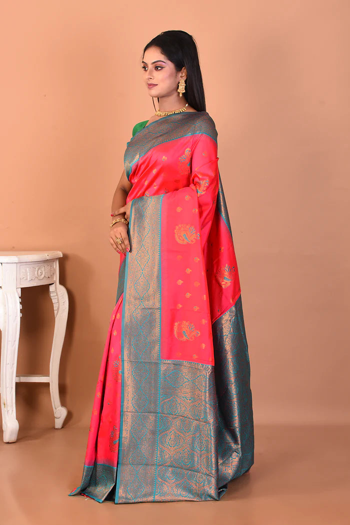 Pink Blended Katan Silk Saree - Keya Seth Exclusive