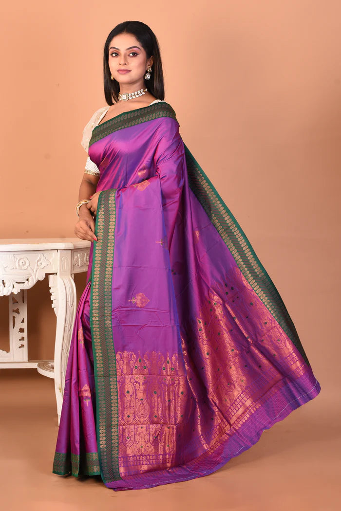 Purple Mushroo Silk Saree - Keya Seth Exclusive