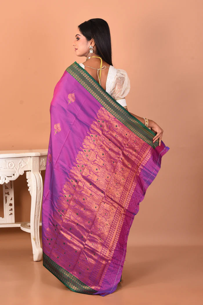 Purple Mushroo Silk Saree - Keya Seth Exclusive