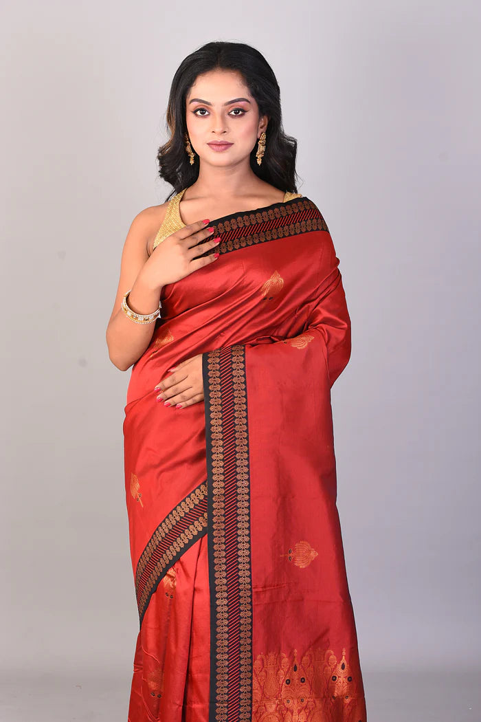Maroon Blended Bomkai Silk Saree - Keya Seth Exclusive