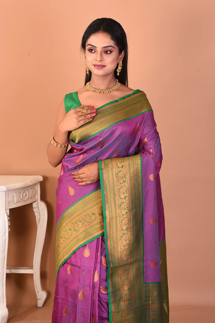 Violet Blended Katan Silk Saree - Keya Seth Exclusive