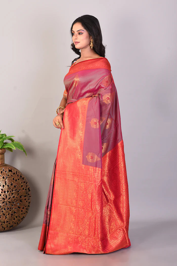 Dual Tone Pink Blended Katan Silk Saree - Keya Seth Exclusive
