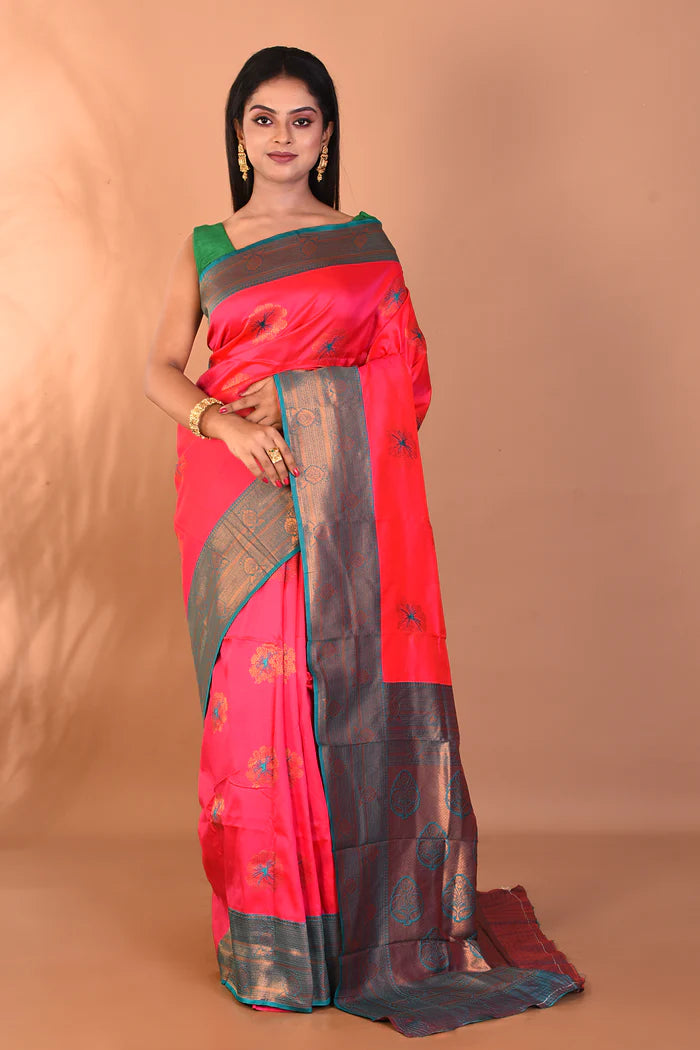Pink Blended Kanjivaram Silk Saree - Keya Seth Exclusive