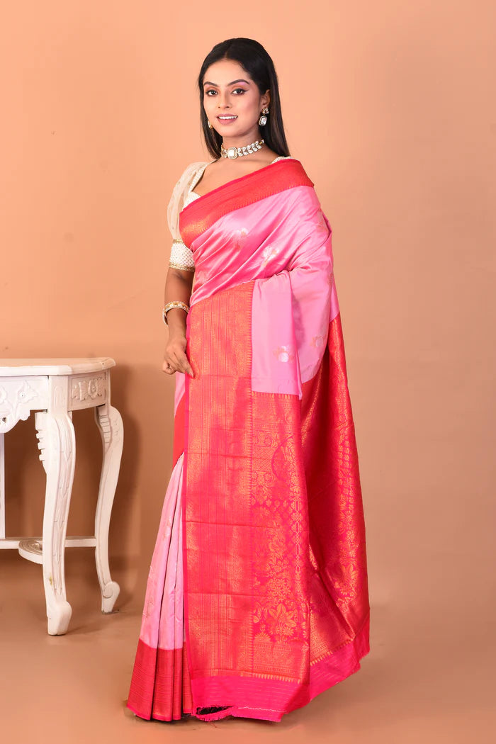 Pink Blended Kanjivaram Silk Saree - Keya Seth Exclusive