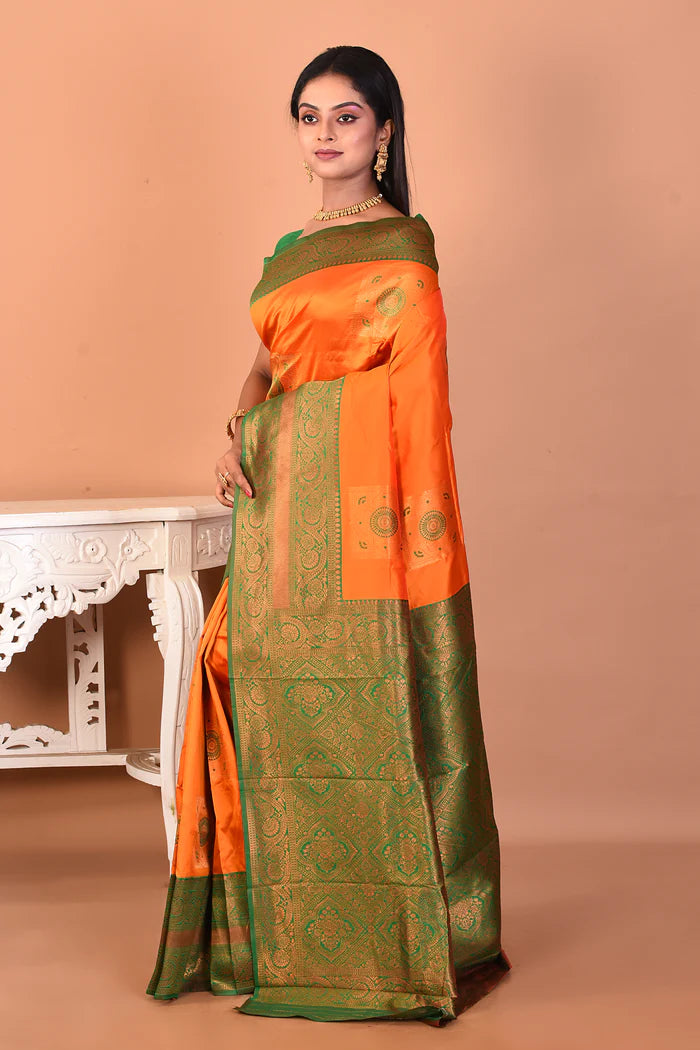 Mustard Blended Kanjivaram Silk Saree - Keya Seth Exclusive
