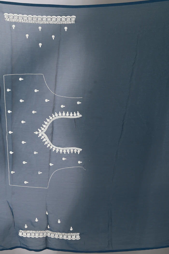 Prussian Blue Blended Georgette Saree - Keya Seth Exclusive