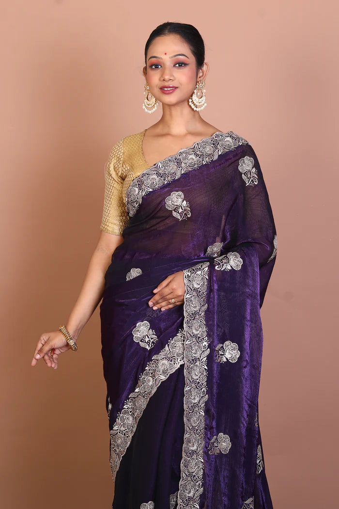 Violet Blended Georgette Saree - Keya Seth Exclusive