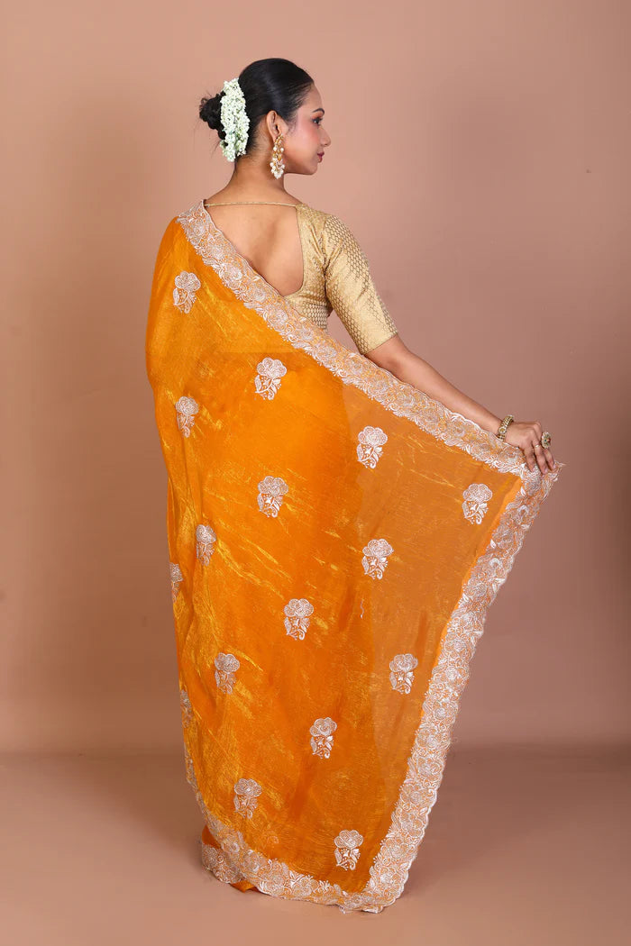 Mustard Blended Georgette Saree - Keya Seth Exclusive