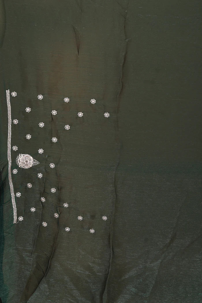 Dark Green Blended Georgettte Saree - Keya Seth Exclusive