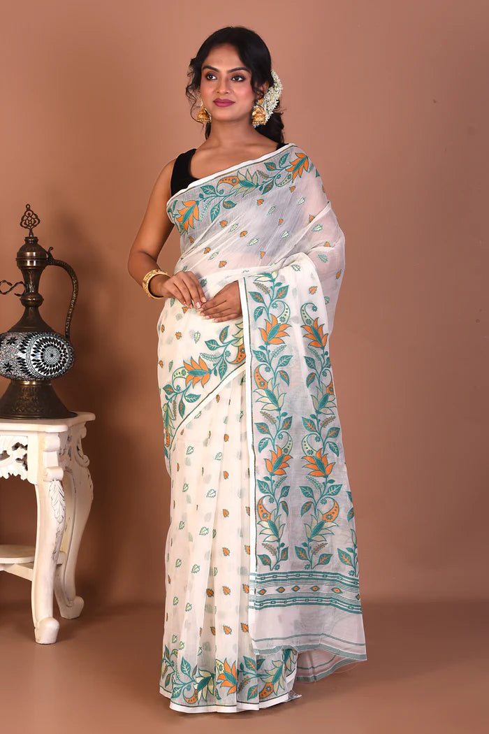 White Jamdani Saree - Keya Seth Exclusive