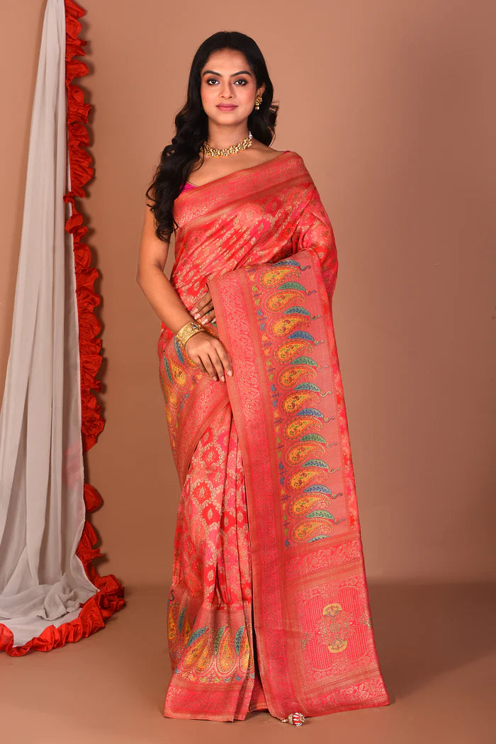 Deep Pink Blended Printed Silk Saree - Keya Seth Exclusive