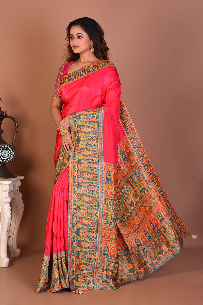 Pink Blended Printed Silk Saree - Keya Seth Exclusive