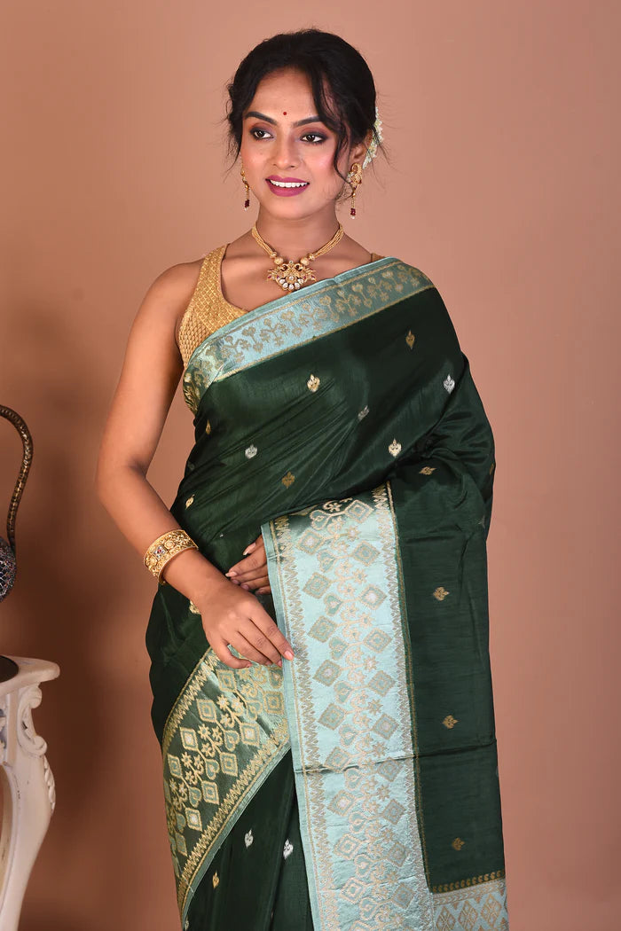 Green Blended Dola Silk Saree - Keya Seth Exclusive