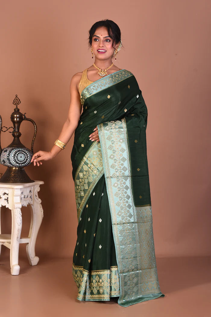 Green Blended Dola Silk Saree - Keya Seth Exclusive