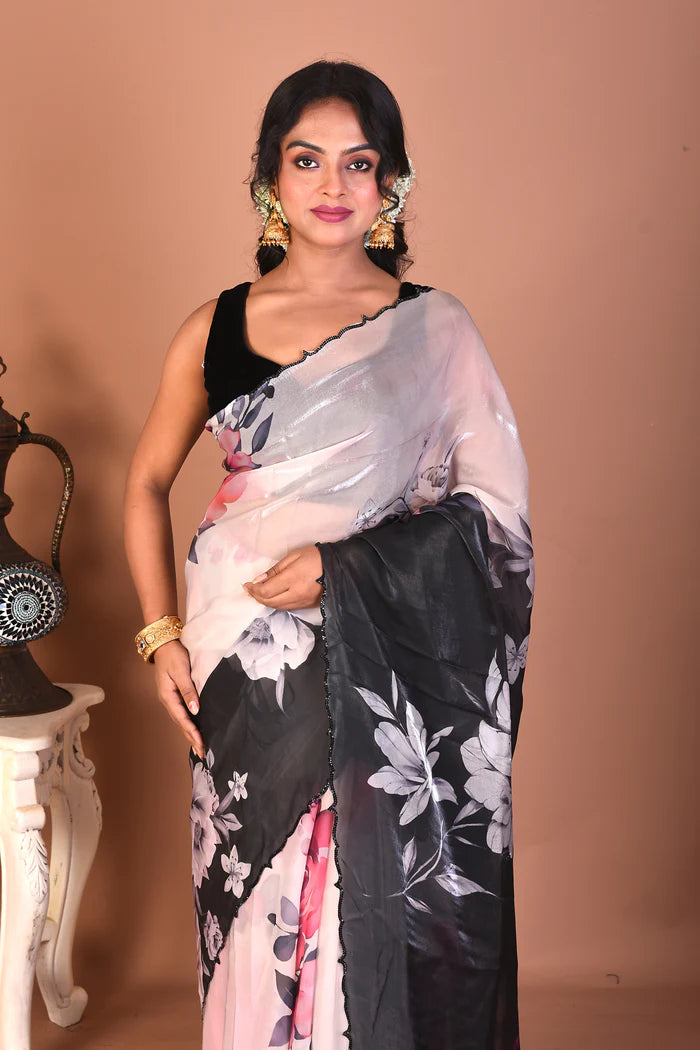 White Blended Organza Saree - Keya Seth Exclusive