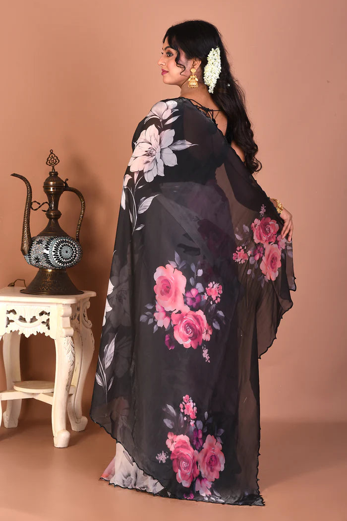 White Blended Organza Saree - Keya Seth Exclusive