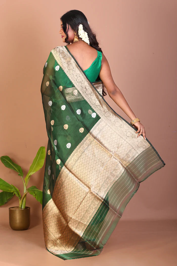 Green Pure Tissue Saree - Keya Seth Exclusive