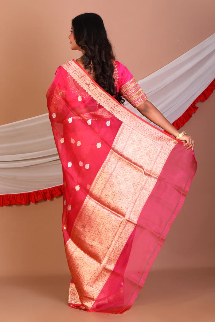 Red Pure Tissue Saree - Keya Seth Exclusive