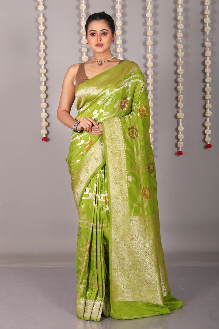 Green Blended Khaddi Saree - Keya Seth Exclusive