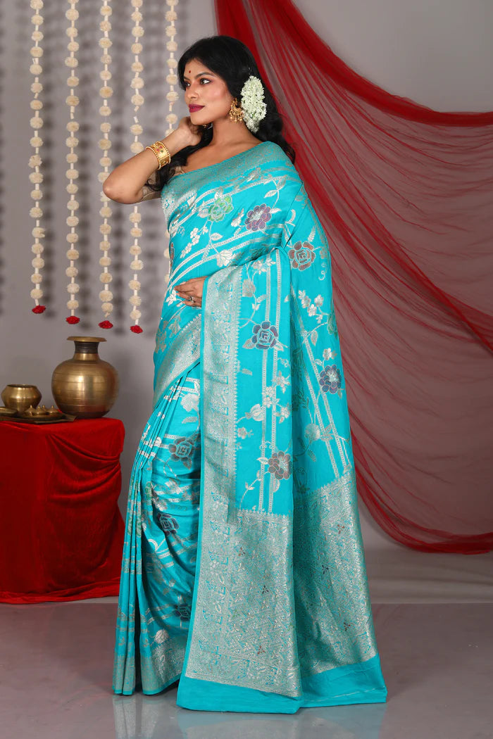 Rama Green Blended Khaddi Saree - Keya Seth Exclusive