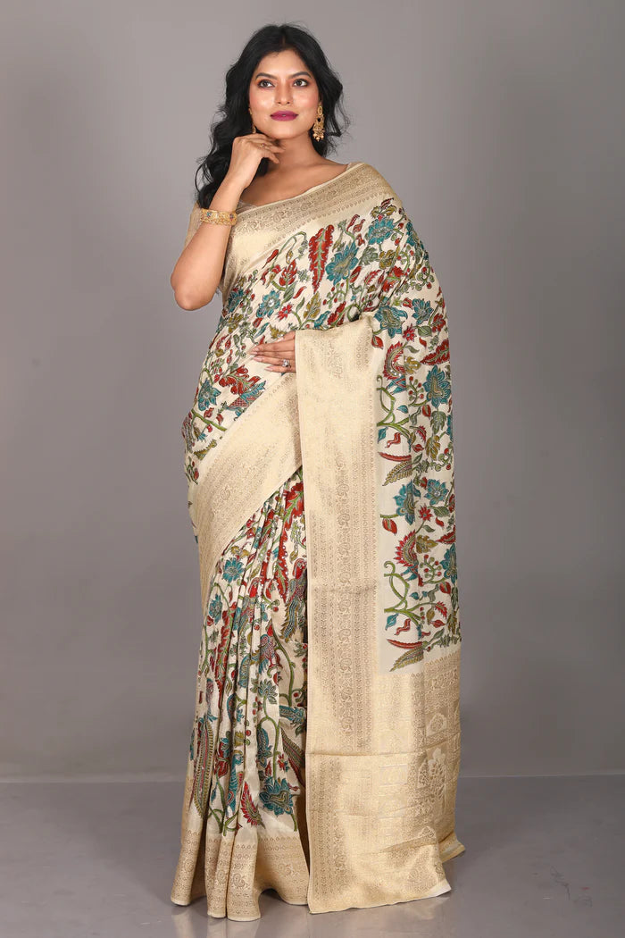 Designer Offwhite Khaddi Georgette Saree - Keya Seth Exclusive