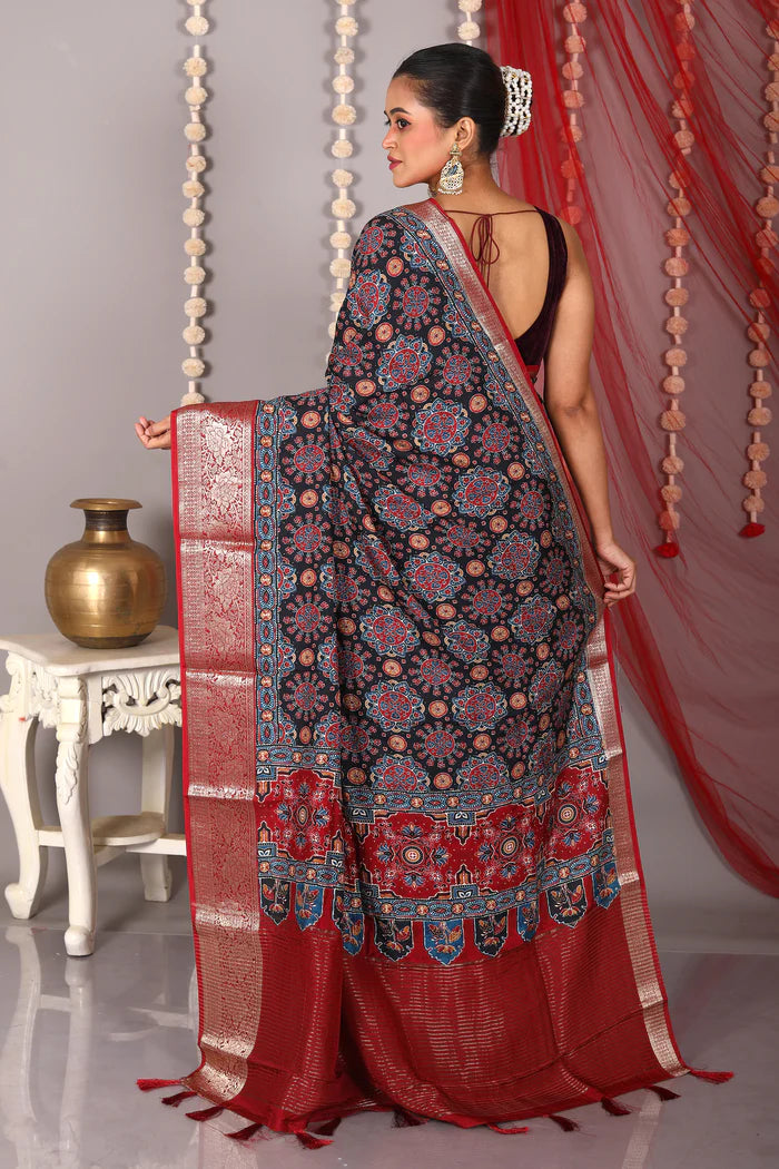 Multicolored Blended Printed Silk Saree - Keya Seth Exclusive