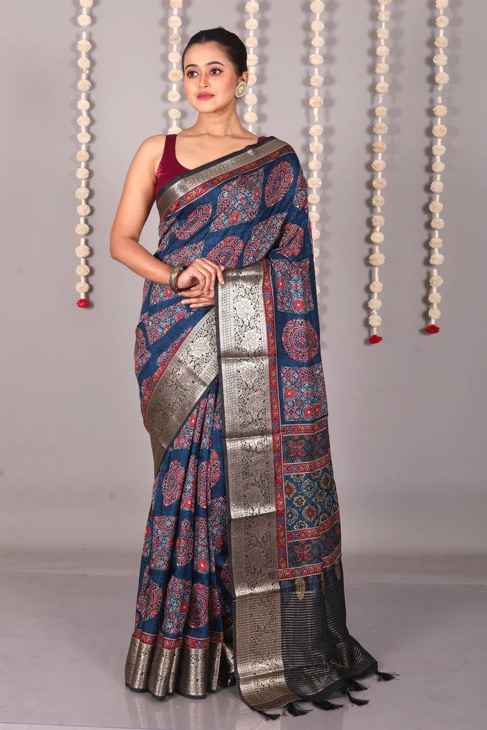 Multicolored Blended Printed Silk Saree - Keya Seth Exclusive